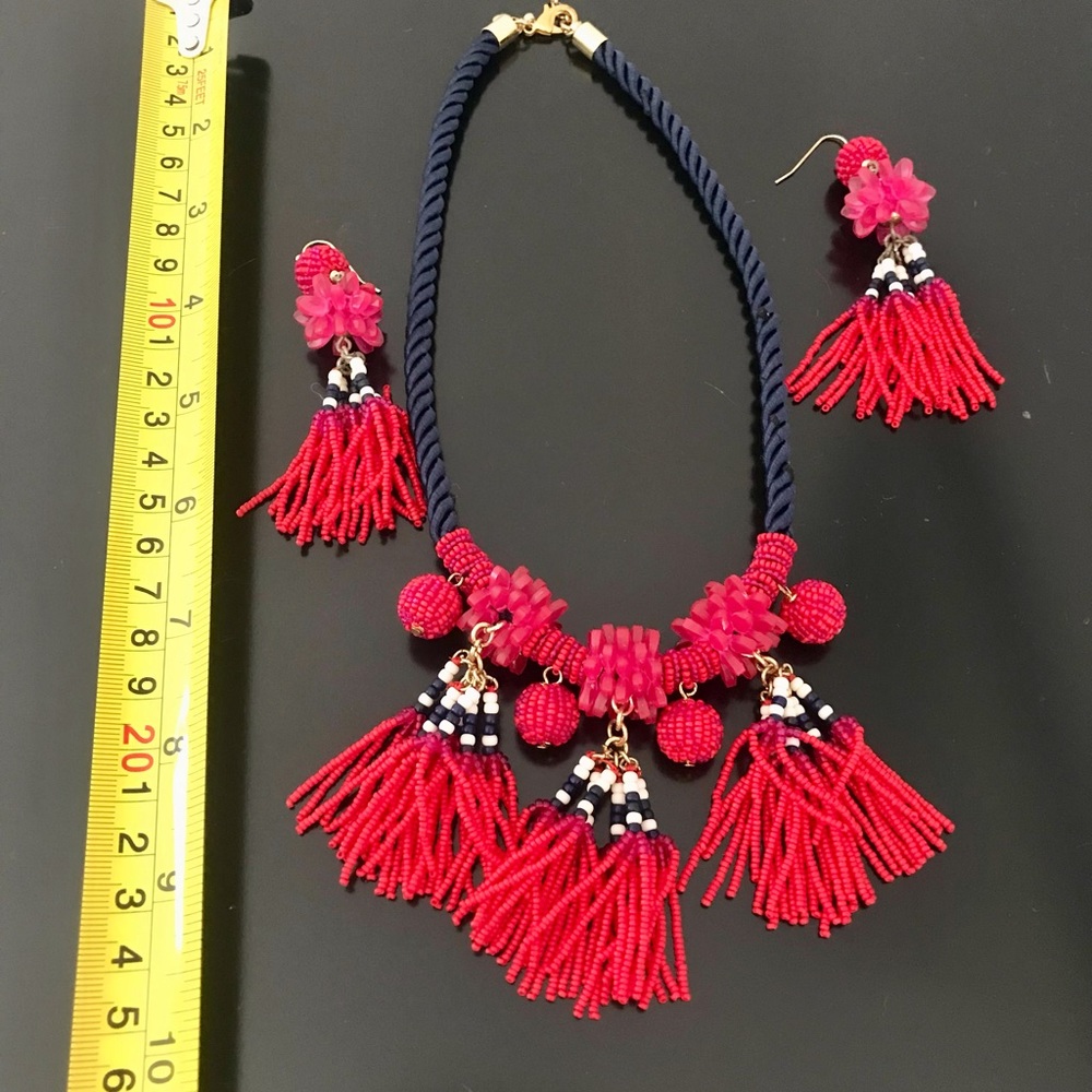 Beaded Matching Necklace and Earring Set